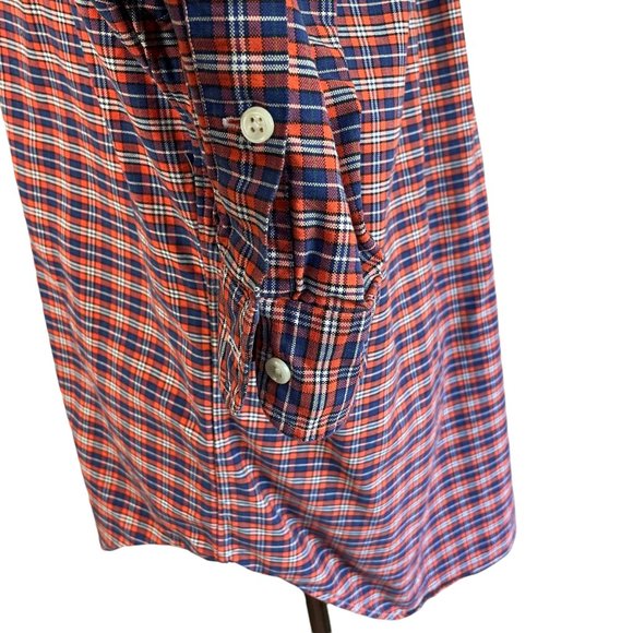 Ralph Lauren | Big Shirt Orange Plaid Long Sleeve Button Front Shirt Medium - Picture 5 of 8